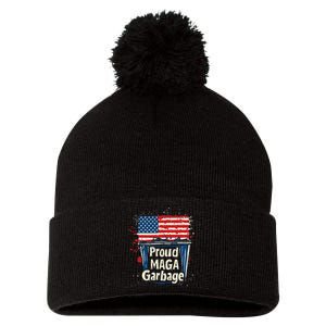 Proud Maga Garbage Patriotic Pro Trump Anti President Biden Pom Pom 12in Knit Beanie