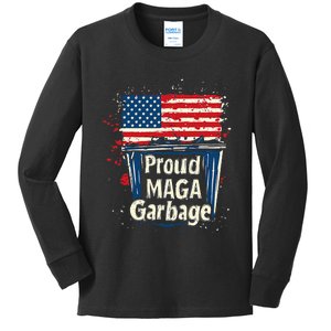 Proud Maga Garbage Patriotic Pro Trump Anti President Biden Kids Long Sleeve Shirt