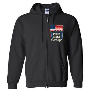 Proud Maga Garbage Patriotic Pro Trump Anti President Biden Full Zip Hoodie