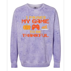 Paused My Game Thankful Video Gamer Thanksgiving Gaming Gift Colorblast Crewneck Sweatshirt