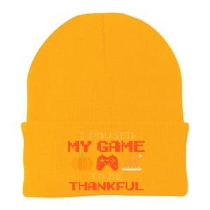 Paused My Game Thankful Video Gamer Thanksgiving Gaming Gift Knit Cap Winter Beanie