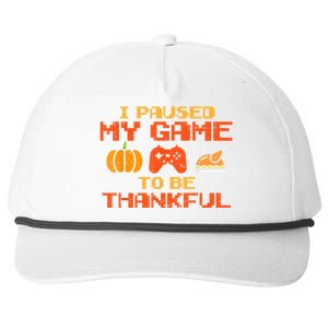 Paused My Game Thankful Video Gamer Thanksgiving Gaming Gift Snapback Five-Panel Rope Hat