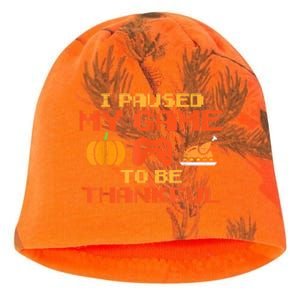 Paused My Game Thankful Video Gamer Thanksgiving Gaming Gift Kati - Camo Knit Beanie