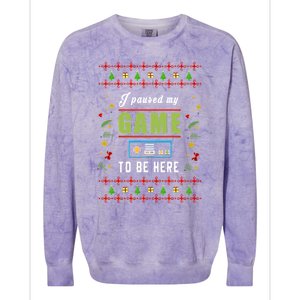 Paused My Game Ugly Christmas Colorblast Crewneck Sweatshirt