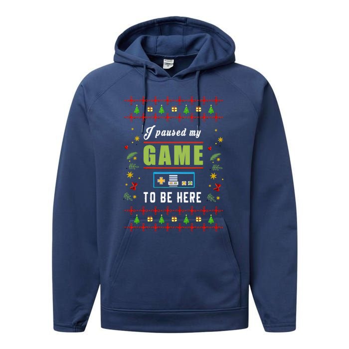 Paused My Game Ugly Christmas Performance Fleece Hoodie