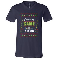 Paused My Game Ugly Christmas V-Neck T-Shirt