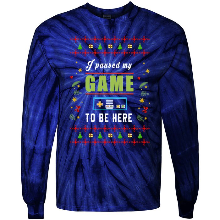 Paused My Game Ugly Christmas Tie-Dye Long Sleeve Shirt