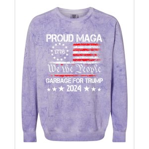 Proud Maga Garbage Proud To Be Garbage Trump Supporters Colorblast Crewneck Sweatshirt