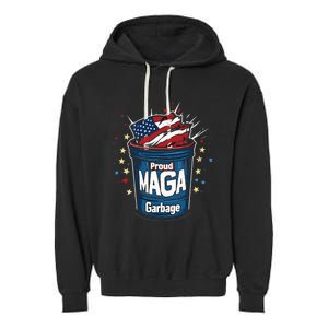 Proud Maga Garbage Patriotic Pro Trump Anti President Biden Garment-Dyed Fleece Hoodie