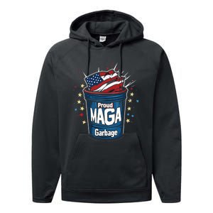 Proud Maga Garbage Patriotic Pro Trump Anti President Biden Performance Fleece Hoodie