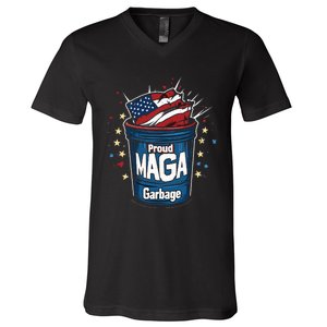 Proud Maga Garbage Patriotic Pro Trump Anti President Biden V-Neck T-Shirt