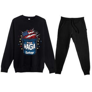 Proud Maga Garbage Patriotic Pro Trump Anti President Biden Premium Crewneck Sweatsuit Set