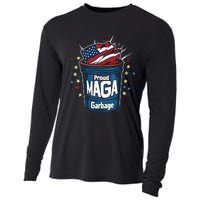 Proud Maga Garbage Patriotic Pro Trump Anti President Biden Cooling Performance Long Sleeve Crew