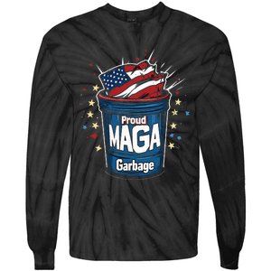 Proud Maga Garbage Patriotic Pro Trump Anti President Biden Tie-Dye Long Sleeve Shirt