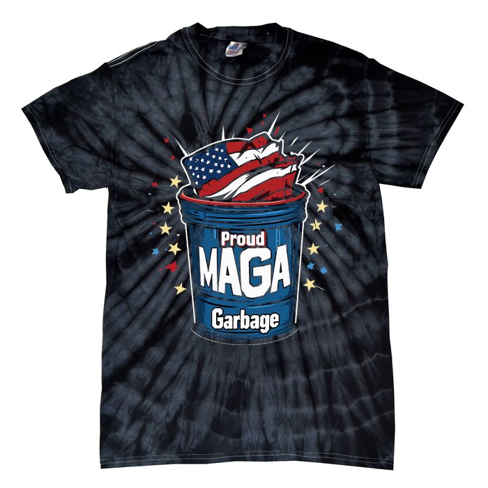 Proud Maga Garbage Patriotic Pro Trump Anti President Biden Tie-Dye T-Shirt