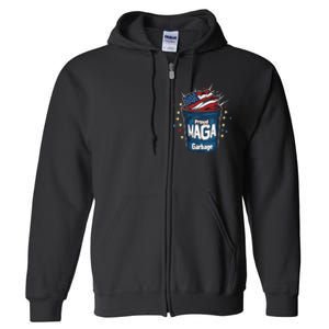 Proud Maga Garbage Patriotic Pro Trump Anti President Biden Full Zip Hoodie