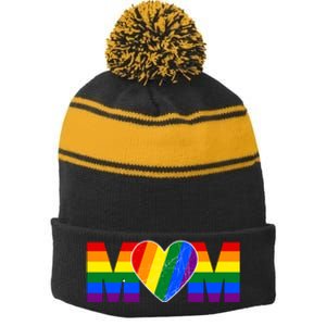 Pride Month Graphic For Mom Lover Stripe Pom Pom Beanie