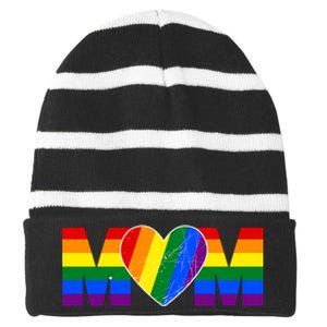 Pride Month Graphic For Mom Lover Striped Beanie with Solid Band