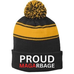 Proud Maga Garbage Trump Supporters Stripe Pom Pom Beanie