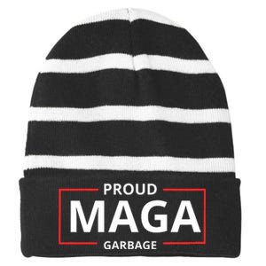 Proud Maga Garbage Proud To Be Garbage Trump Supporters Striped Beanie with Solid Band