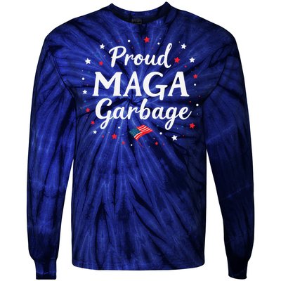 Proud Maga Garbage Great America Usa Patriotic Tie-Dye Long Sleeve Shirt