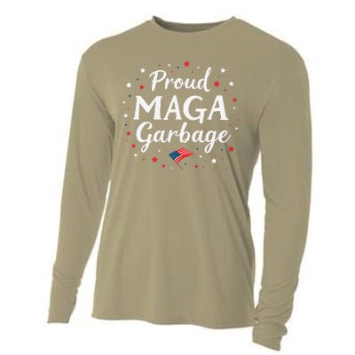 Proud Maga Garbage Great America Usa Patriotic Cooling Performance Long Sleeve Crew