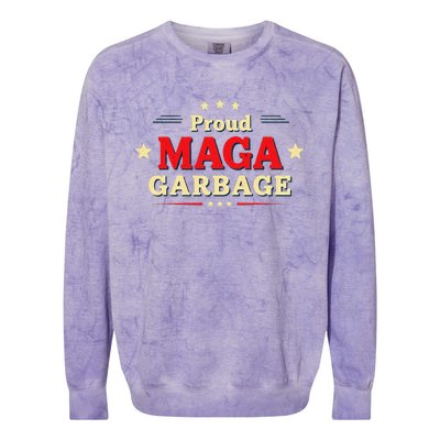 Proud Maga Garbage Supporters Funny Usa Colorblast Crewneck Sweatshirt