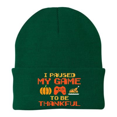 Paused My Game Thankful Video Gamer Thanksgiving Knit Cap Winter Beanie