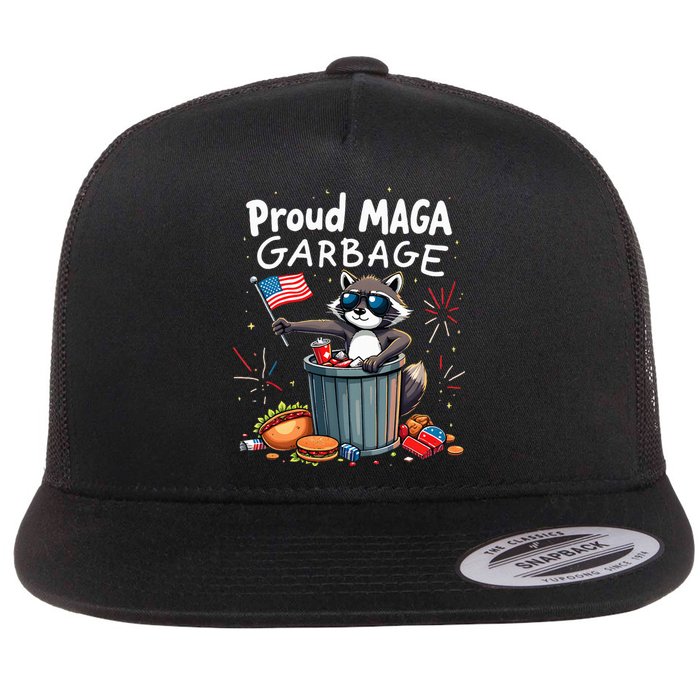 Proud Maga Garbage Raccoon Political Statement Flat Bill Trucker Hat