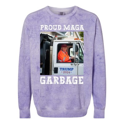 Proud Maga Garbage Trump Colorblast Crewneck Sweatshirt