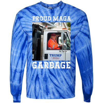 Proud Maga Garbage Trump Tie-Dye Long Sleeve Shirt