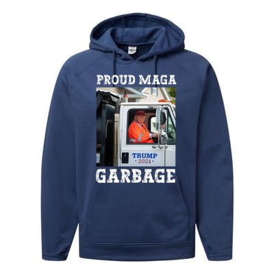 Proud Maga Garbage Trump Performance Fleece Hoodie