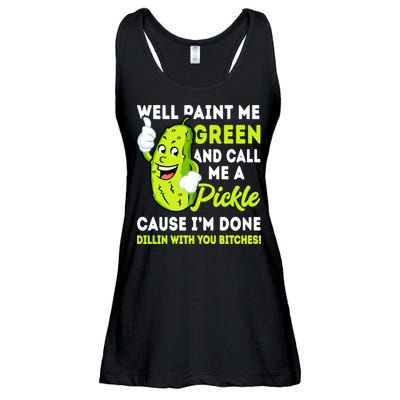 Paint Me Green And Call Me A Pickle Bitches Funny Ladies Essential Flowy Tank