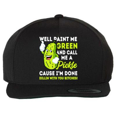 Paint Me Green And Call Me A Pickle Bitches Funny Wool Snapback Cap