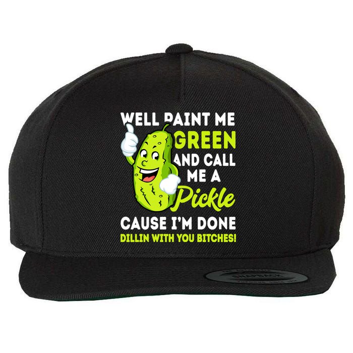 Paint Me Green And Call Me A Pickle Bitches Funny Wool Snapback Cap