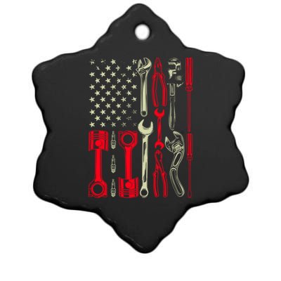 Patriotic Mechanic Garage American Mechanics Usa Cool Gift Ceramic Star Ornament