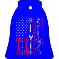 Patriotic Mechanic Garage American Mechanics Usa Cool Gift Ceramic Bell Ornament