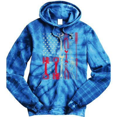 Patriotic Mechanic Garage American Mechanics Usa Cool Gift Tie Dye Hoodie