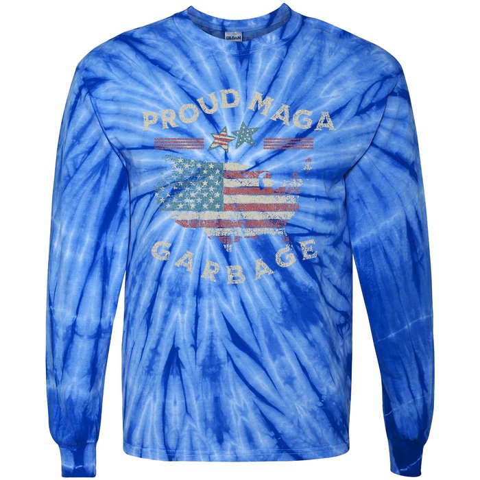 Proud Maga Garbage Trump Supporter Tie-Dye Long Sleeve Shirt