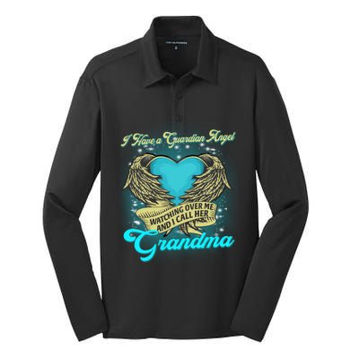 Proud My Grandma In Heaven Happy Mother Day Memorial Gift Silk Touch Performance Long Sleeve Polo