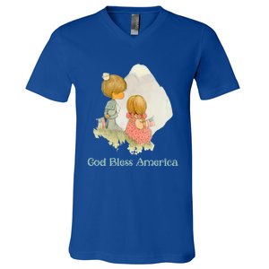 Precious Mots God Bless America Cute Gift V-Neck T-Shirt