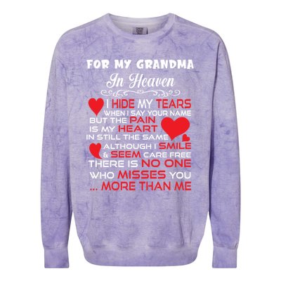 Proud My Grandma In Heaven Happy Mother Day Proud Memorial Gift Colorblast Crewneck Sweatshirt