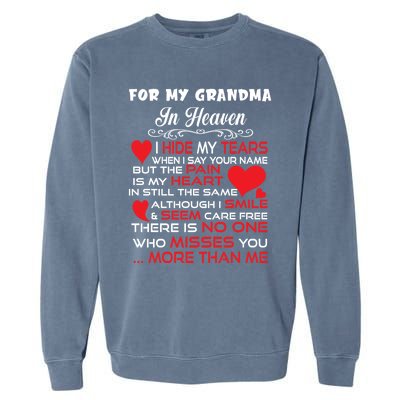 Proud My Grandma In Heaven Happy Mother Day Proud Memorial Gift Garment-Dyed Sweatshirt