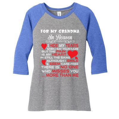 Proud My Grandma In Heaven Happy Mother Day Proud Memorial Gift Women's Tri-Blend 3/4-Sleeve Raglan Shirt