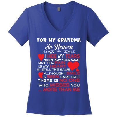 Proud My Grandma In Heaven Happy Mother Day Proud Memorial Gift Women's V-Neck T-Shirt