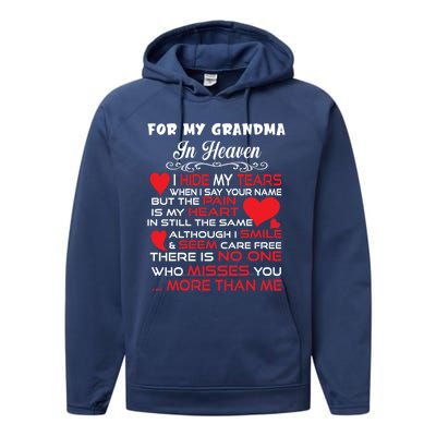 Proud My Grandma In Heaven Happy Mother Day Proud Memorial Gift Performance Fleece Hoodie