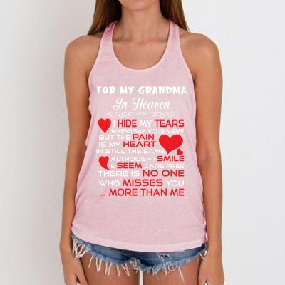 Proud My Grandma In Heaven Happy Mother Day Proud Memorial Gift Women's Knotted Racerback Tank