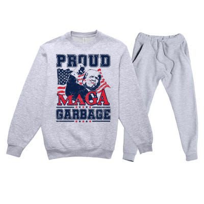 Proud Maga Garbage Vote Trump 2024 Trump Supporter Garbage Premium Crewneck Sweatsuit Set