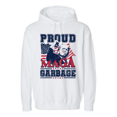 Proud Maga Garbage Vote Trump 2024 Trump Supporter Garbage Garment-Dyed Fleece Hoodie