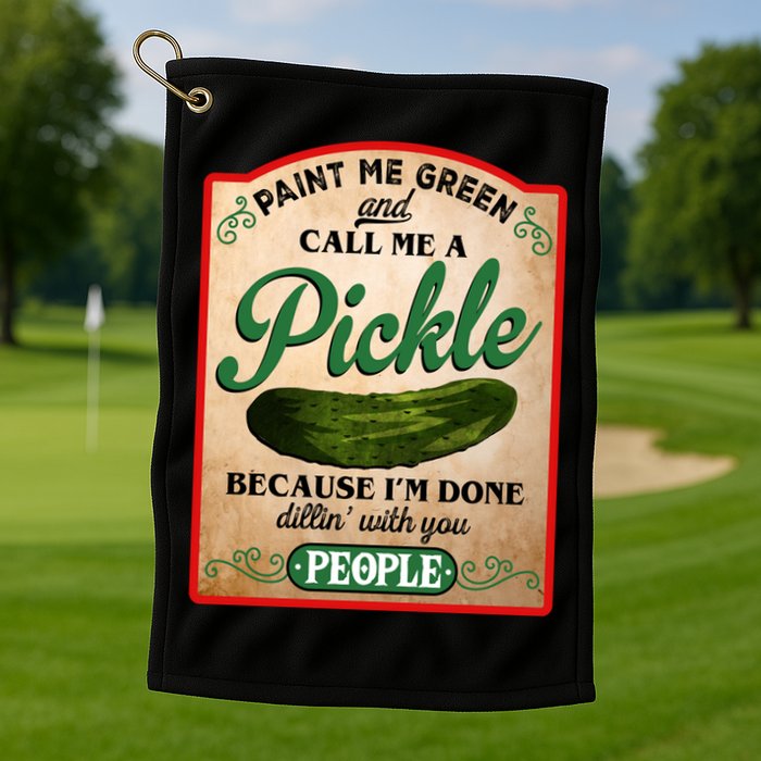 Paint Me Green And Call Me A Pickle Funny Golf Towel